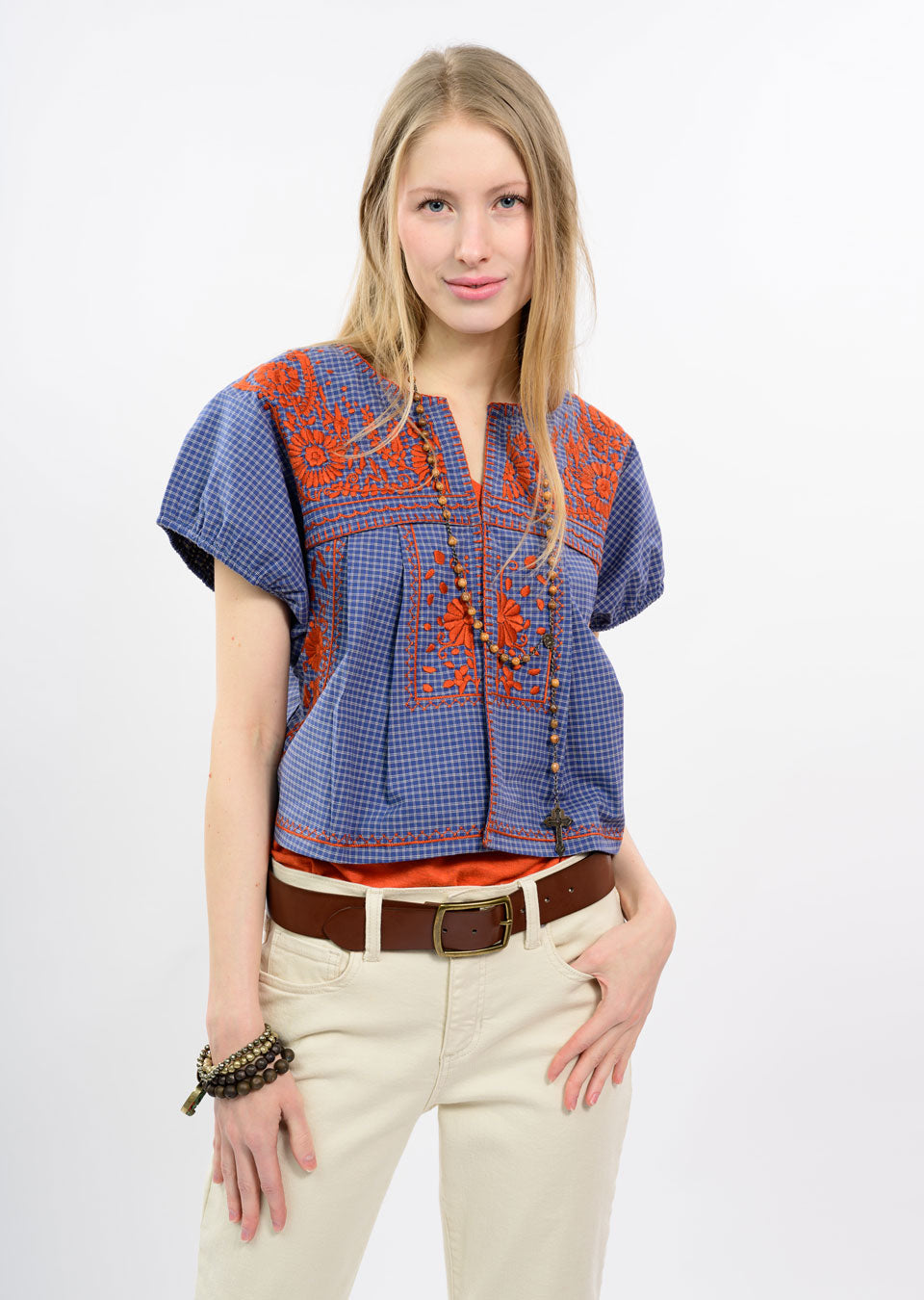 Bolero Shirt Jacket in Blue Plaid