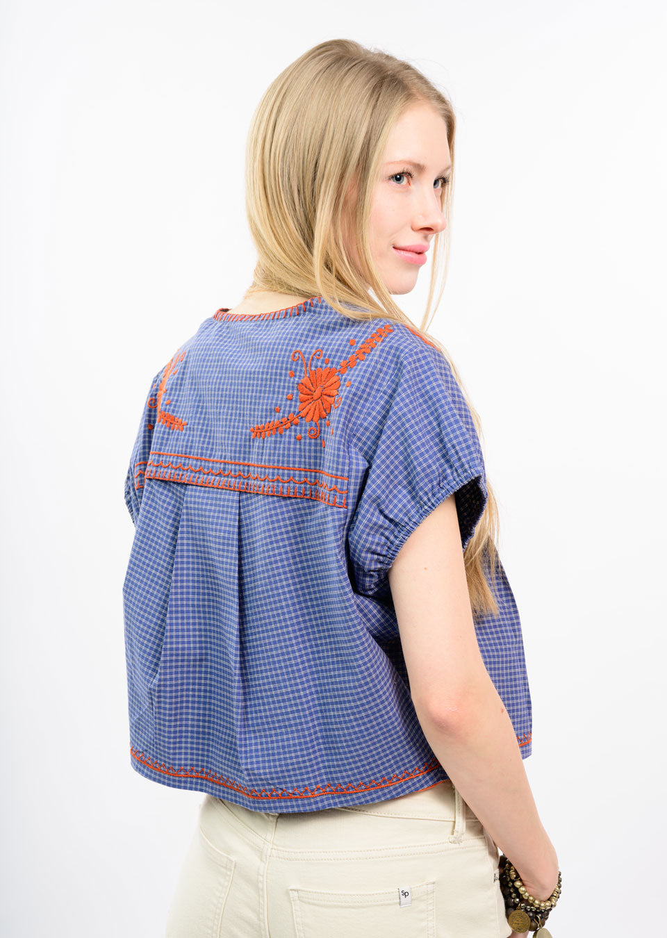 Bolero Shirt Jacket in Blue Plaid