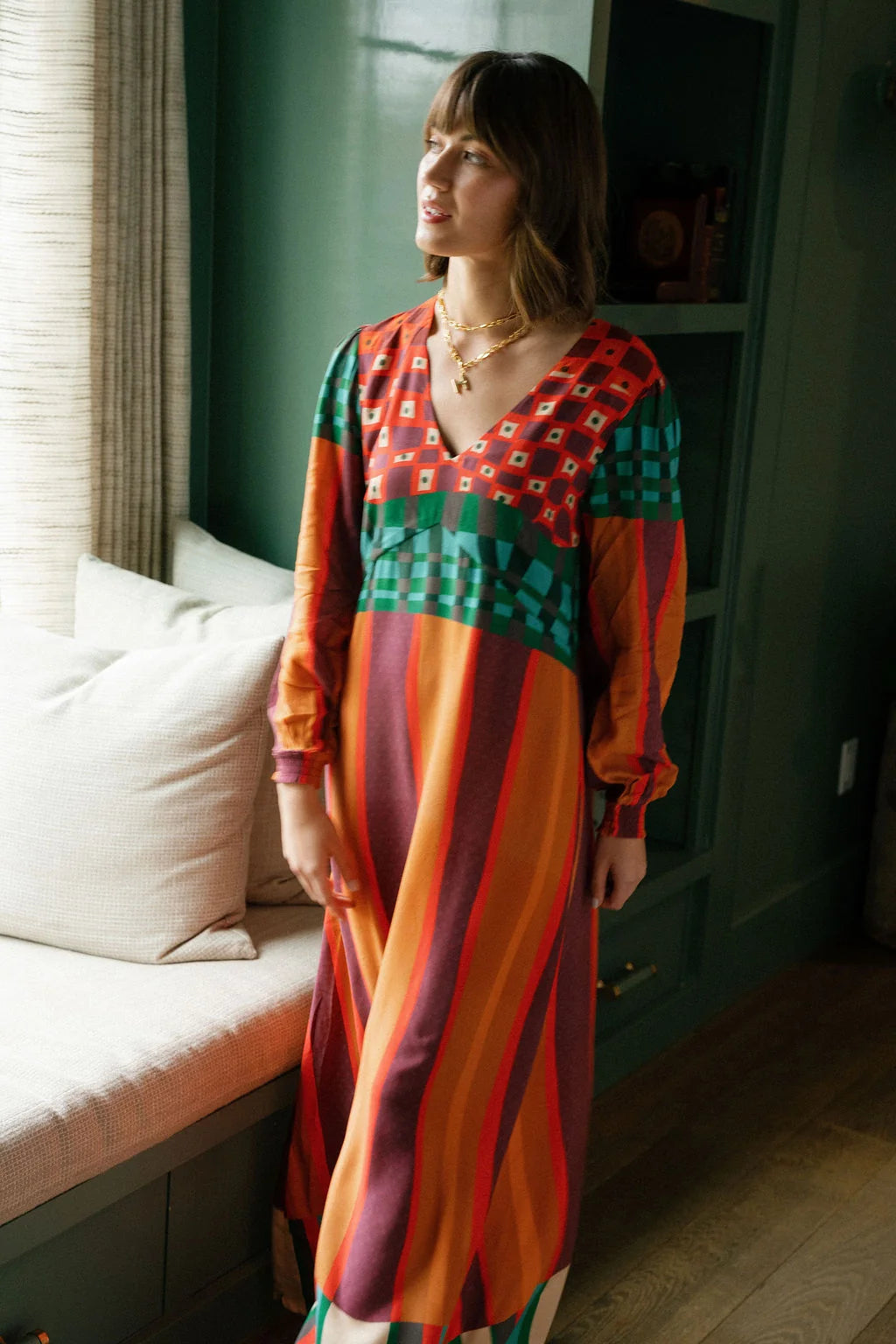 Layla Maxi Dress in Festival Stripe Tapestry