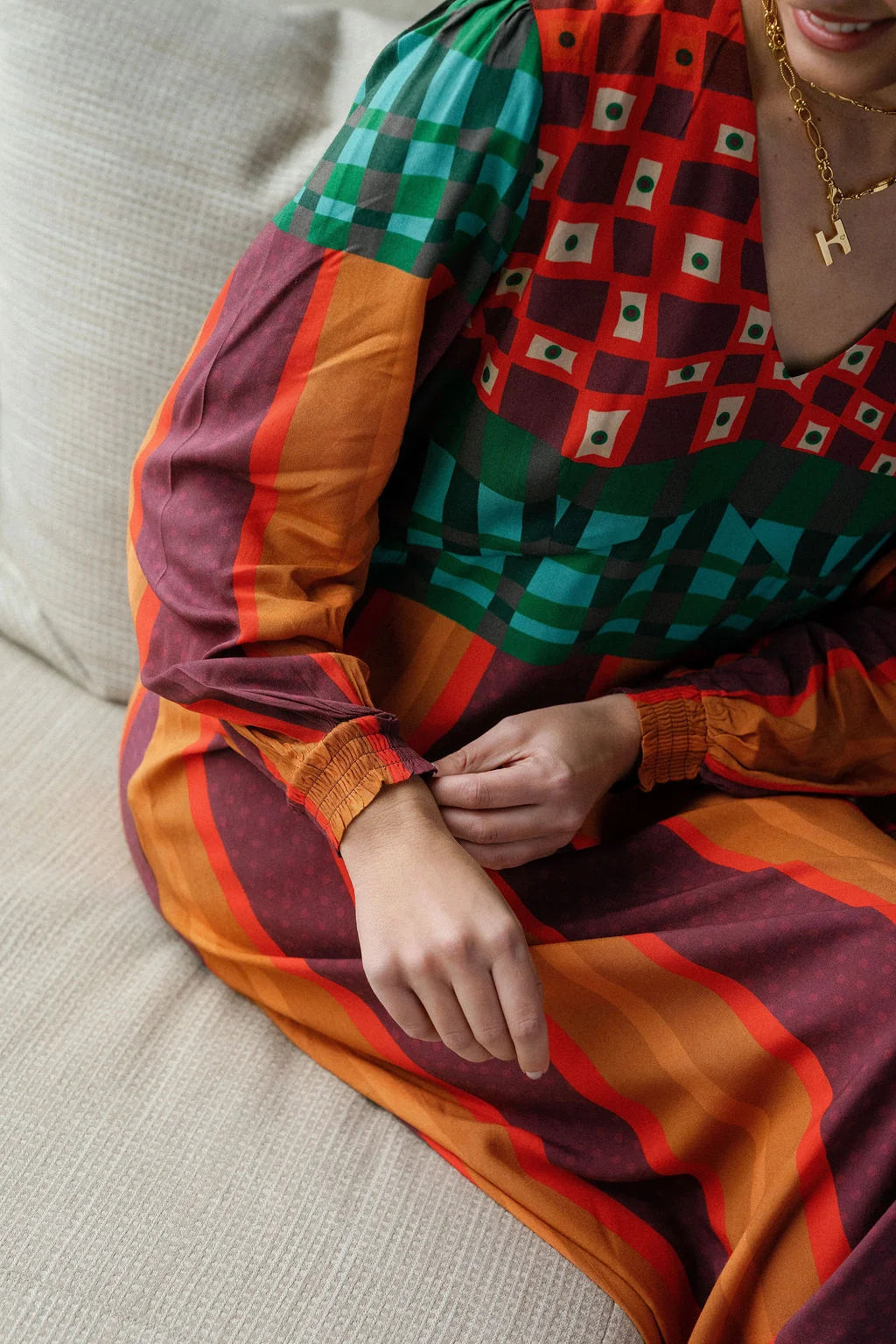 Layla Maxi Dress in Festival Stripe Tapestry