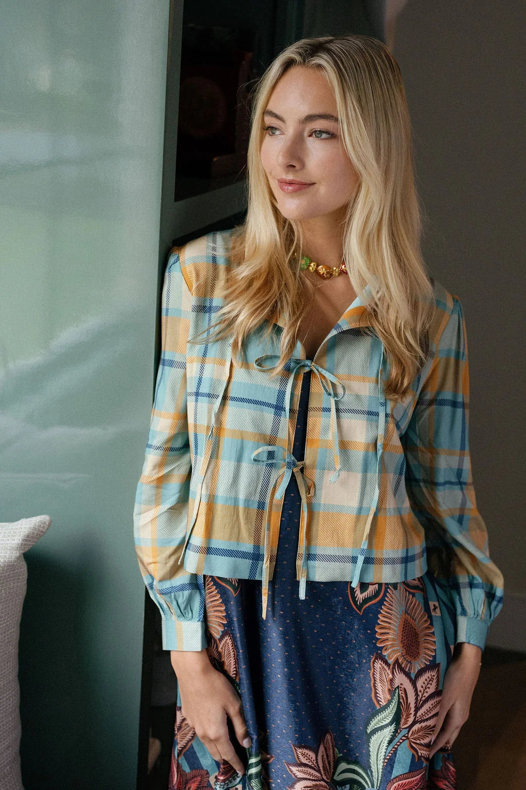 Elise Top in Harvest Plaid