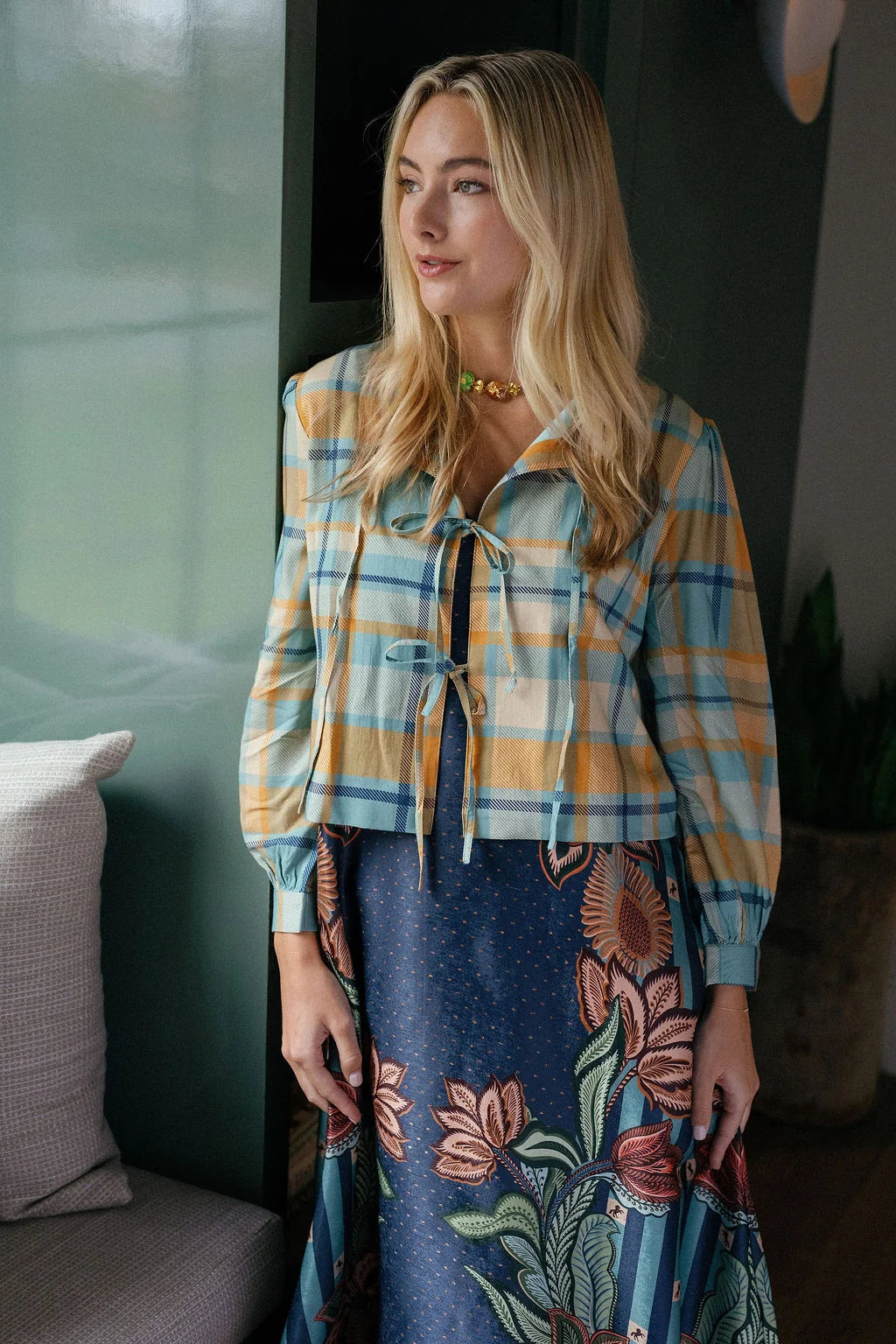 Elise Top in Harvest Plaid