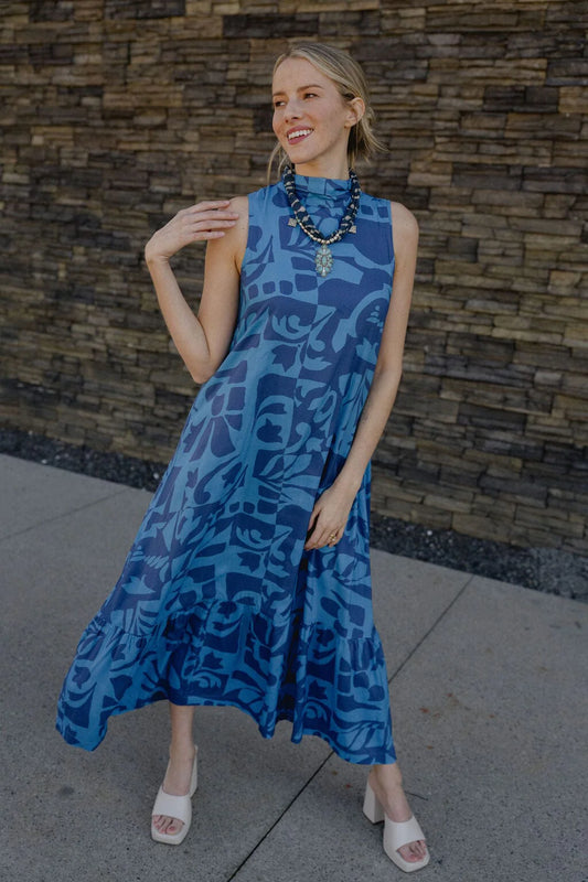 Charlie Maxi Dress in Blue Turq