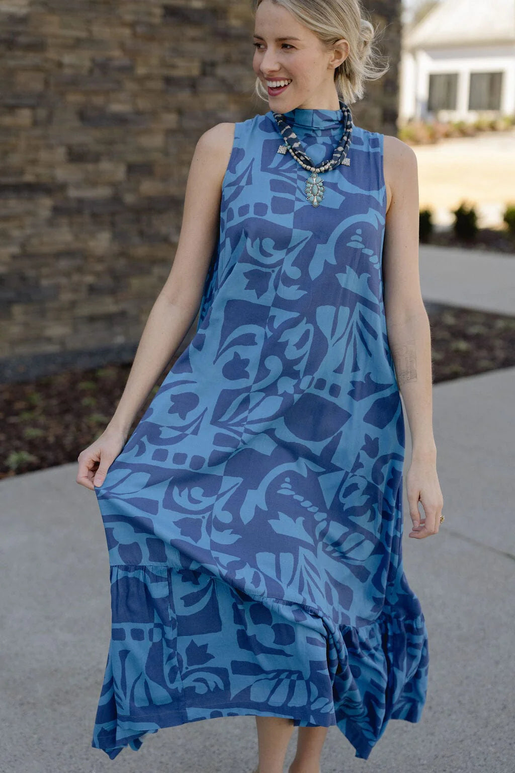 Charlie Maxi Dress in Blue Turq