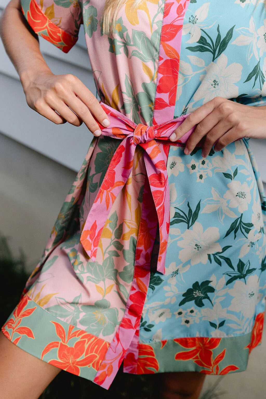 Elena Mini Dress in Colorblock Floral