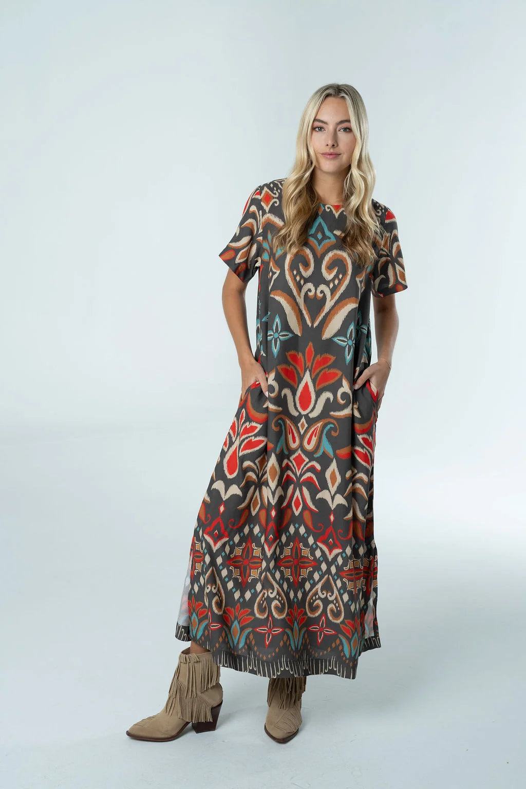 Diana Maxi Dress in Spiced Ikat Desert Tapestry