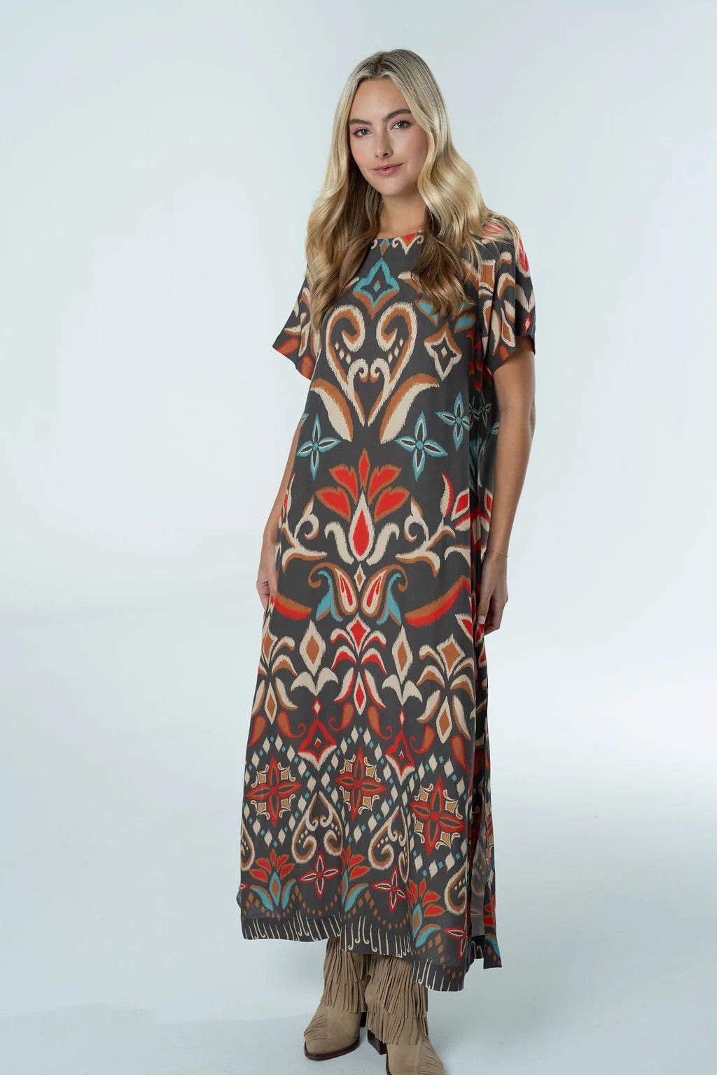Diana Maxi Dress in Spiced Ikat Desert Tapestry