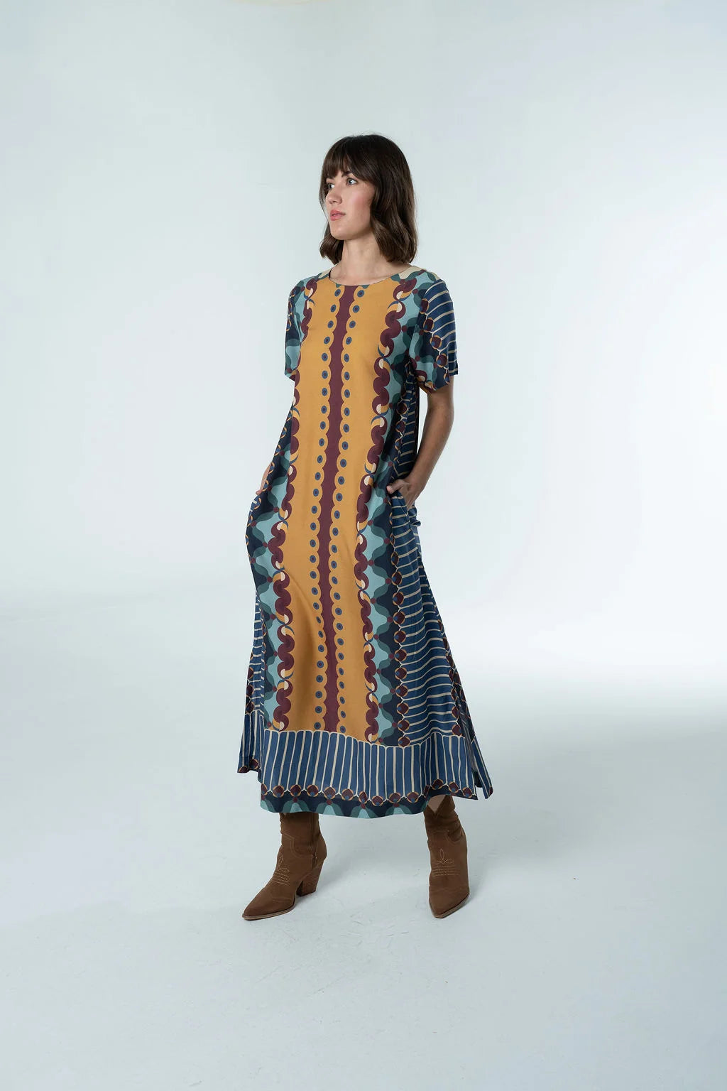 Diana Maxi Dress in Terracotta Tapestry