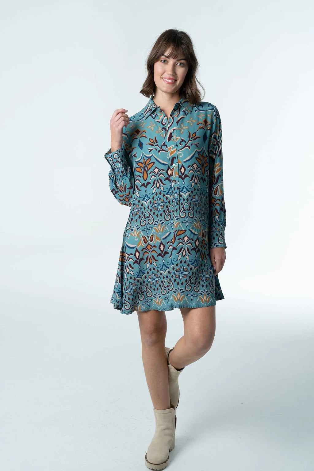 Margot Mini Dress in Mosaic Crepe