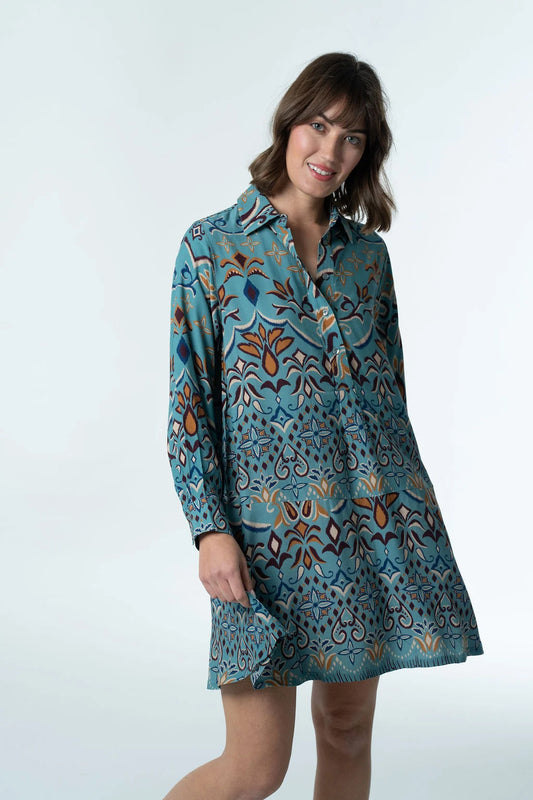 Margot Mini Dress in Mosaic Crepe