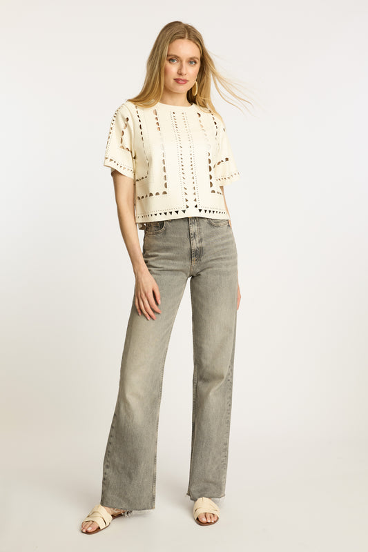 Anisa Top in Antique White Vegan Leather