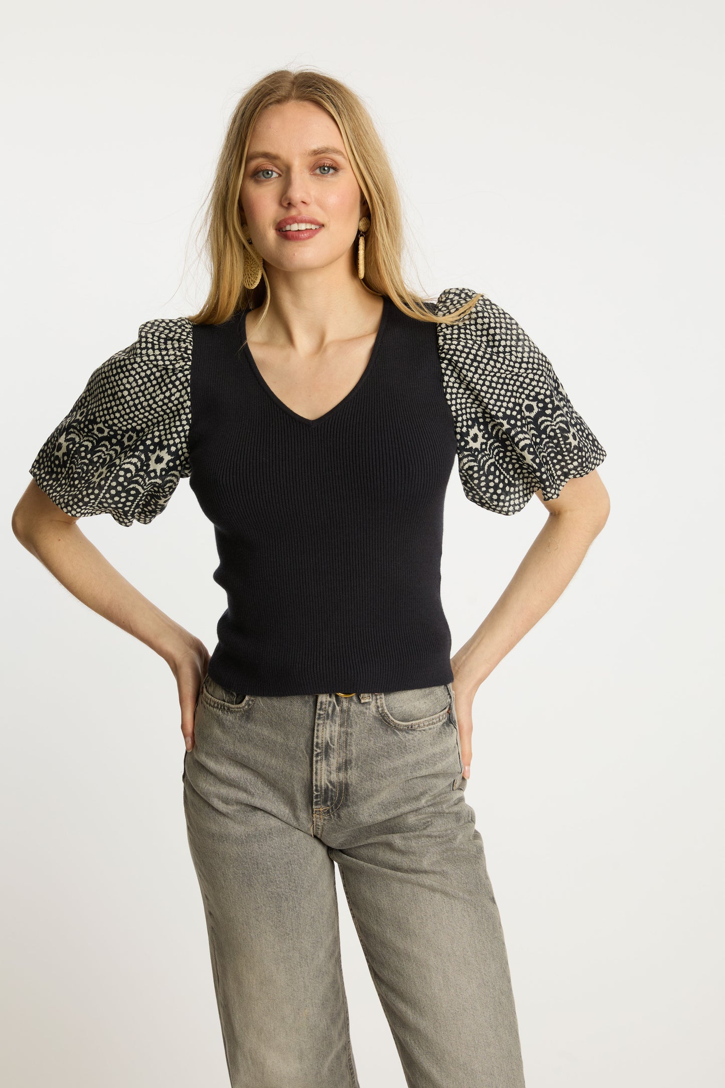 Andrea Top in Indigo Dot