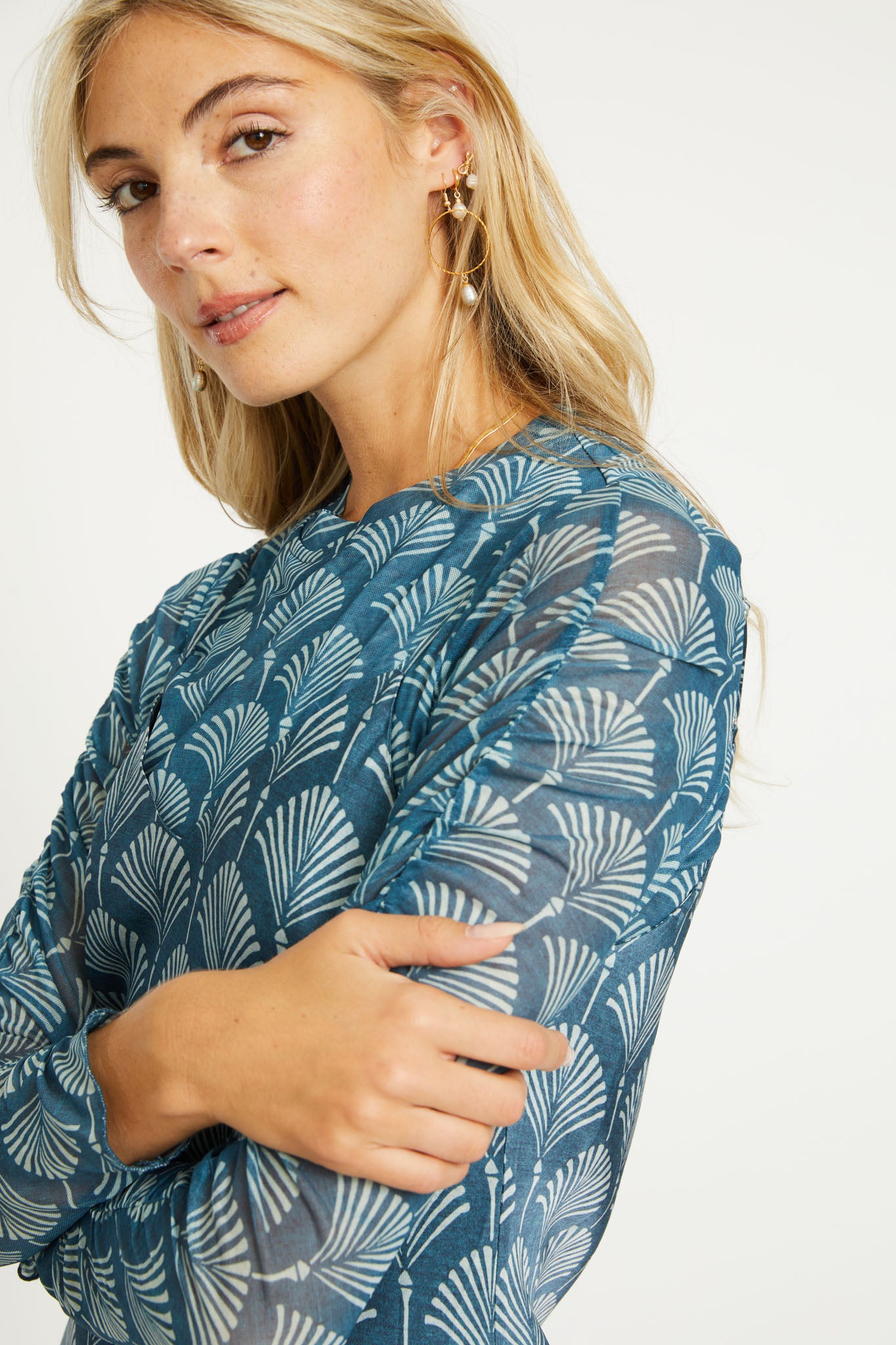 Nessa Top in Teal Ginko Breeze