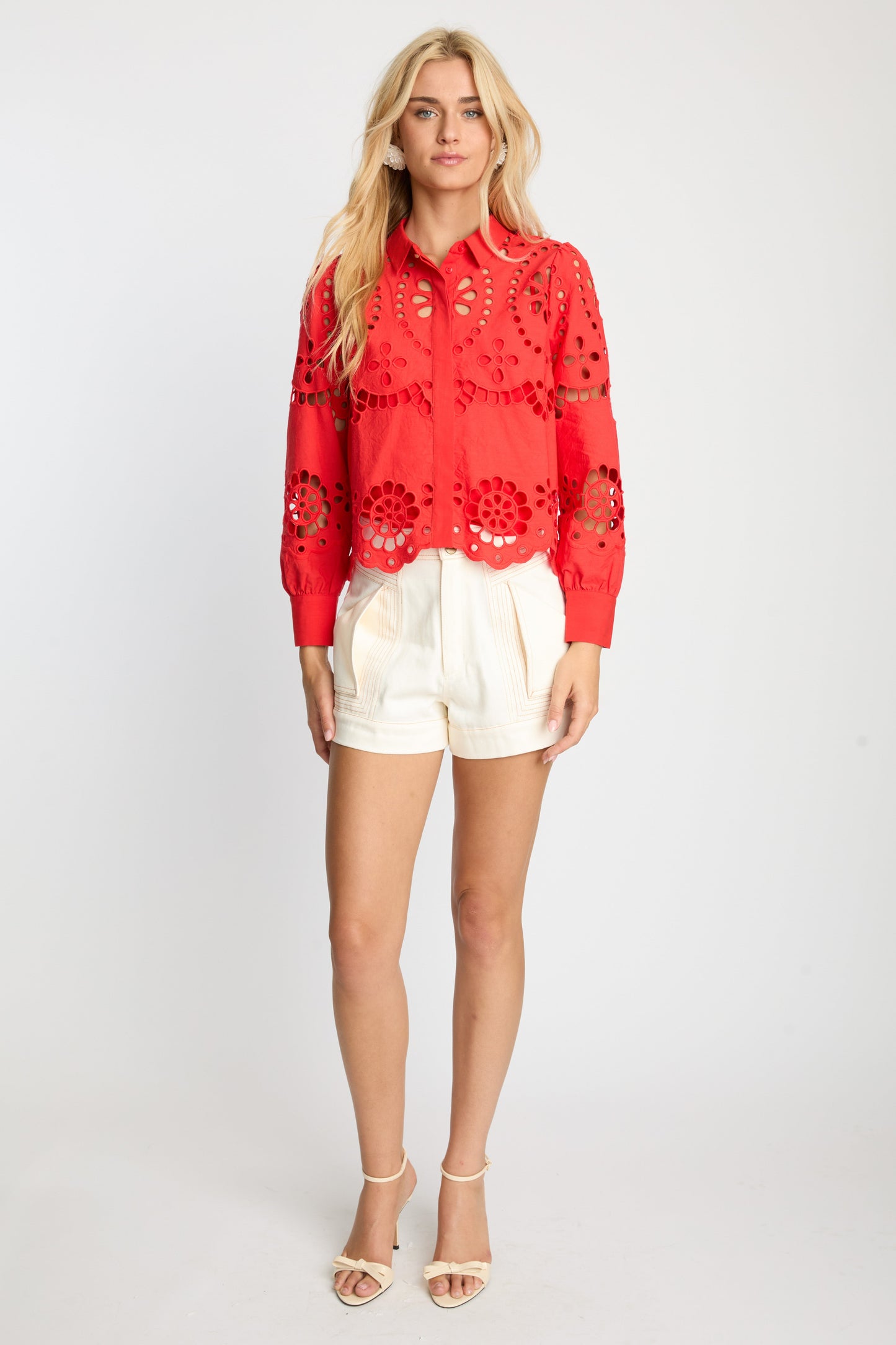 Emmie Top in Poppy Red Eyelet
