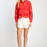 Emmie Top in Poppy Red Eyelet