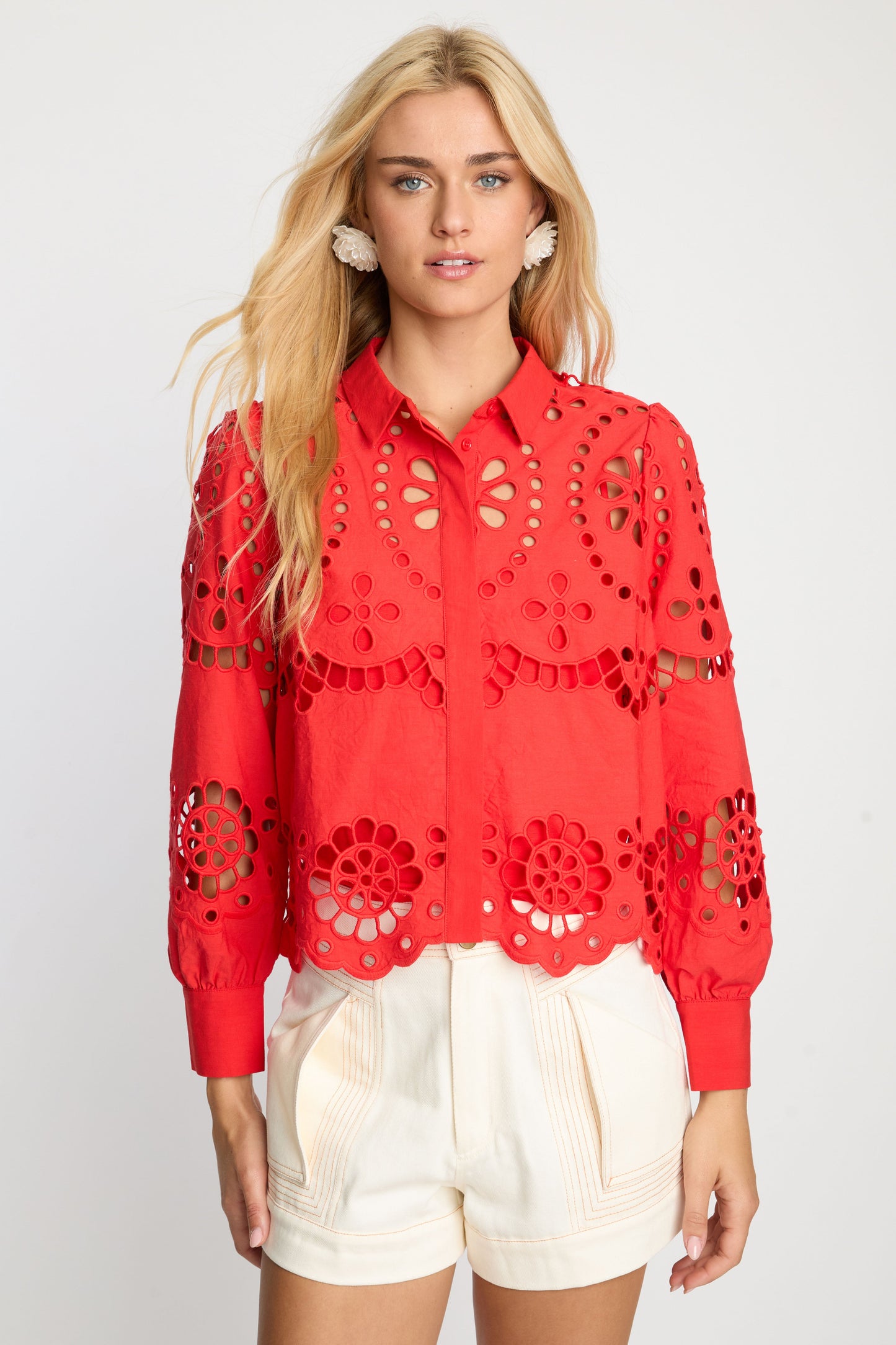 Emmie Top in Poppy Red Eyelet