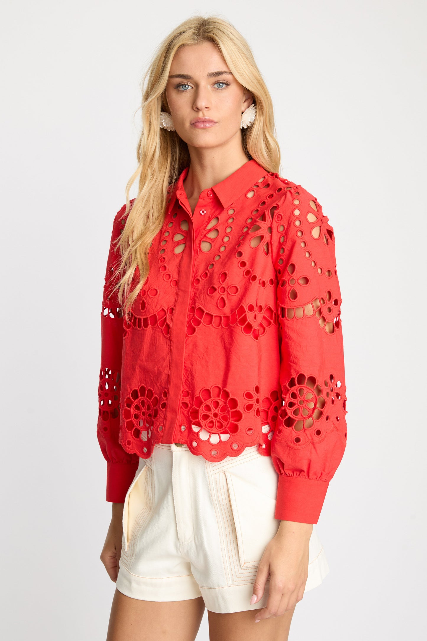 Emmie Top in Poppy Red Eyelet