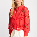 Emmie Top in Poppy Red Eyelet