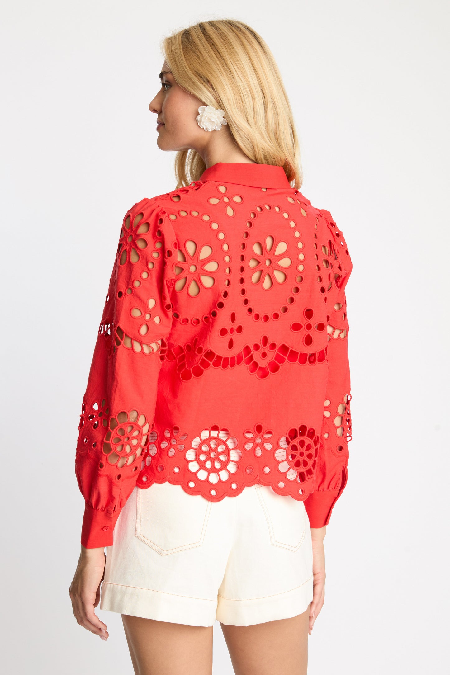 Emmie Top in Poppy Red Eyelet