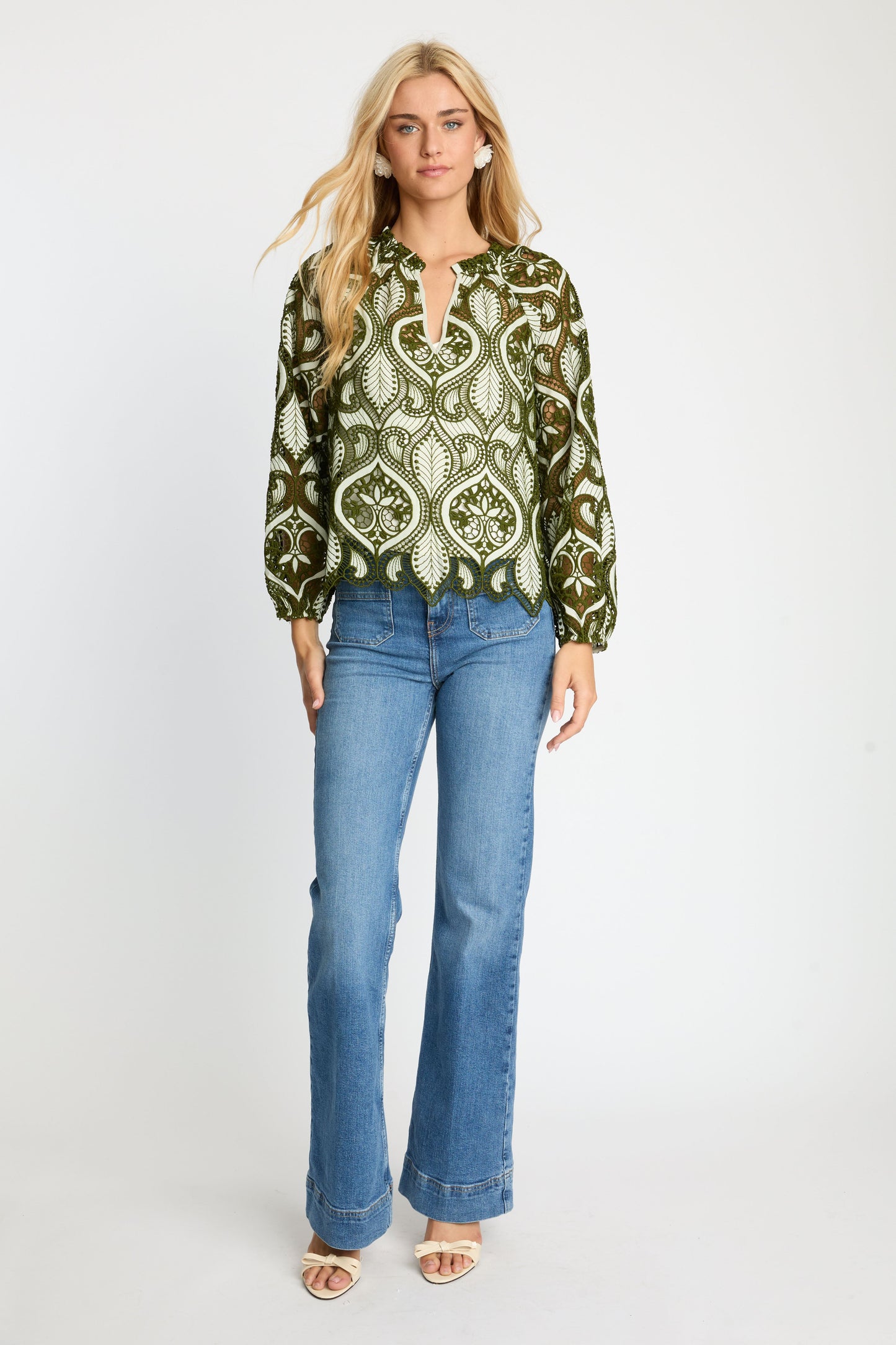 Miki Top in Loden Green Lace