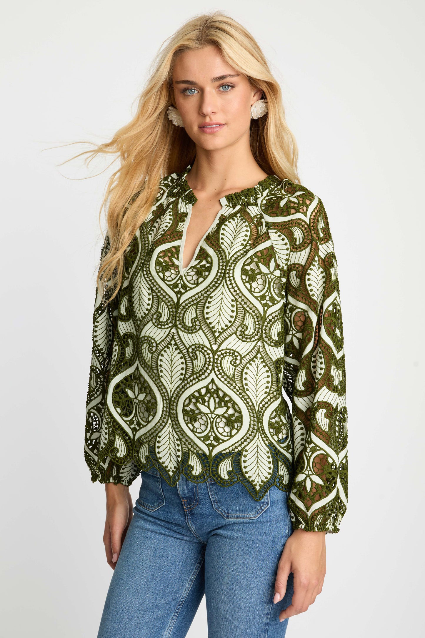 Miki Top in Loden Green Lace