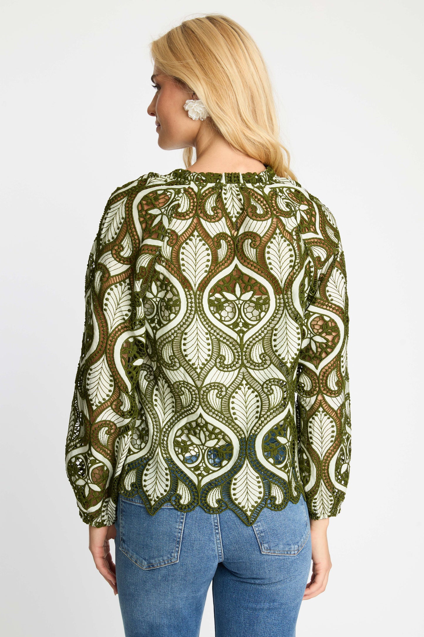 Miki Top in Loden Green Lace