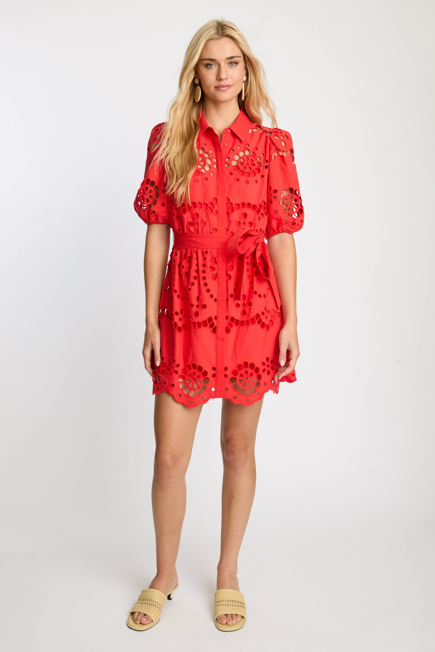 Eloise Dress in Poppy Red Eyelet