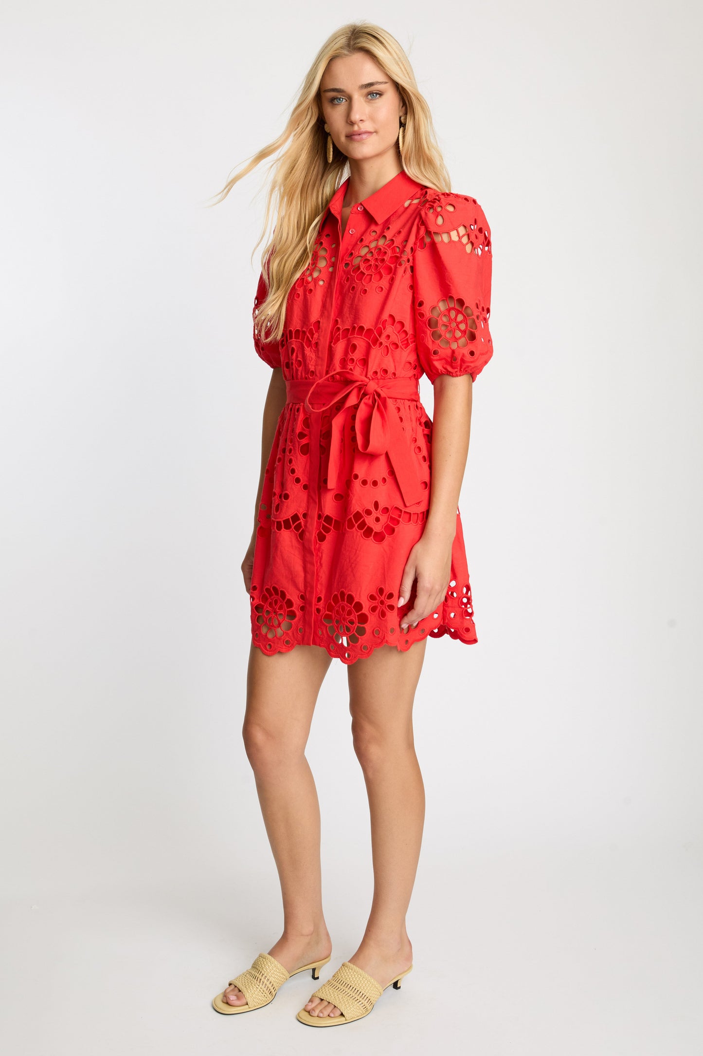 Eloise Dress in Poppy Red Eyelet