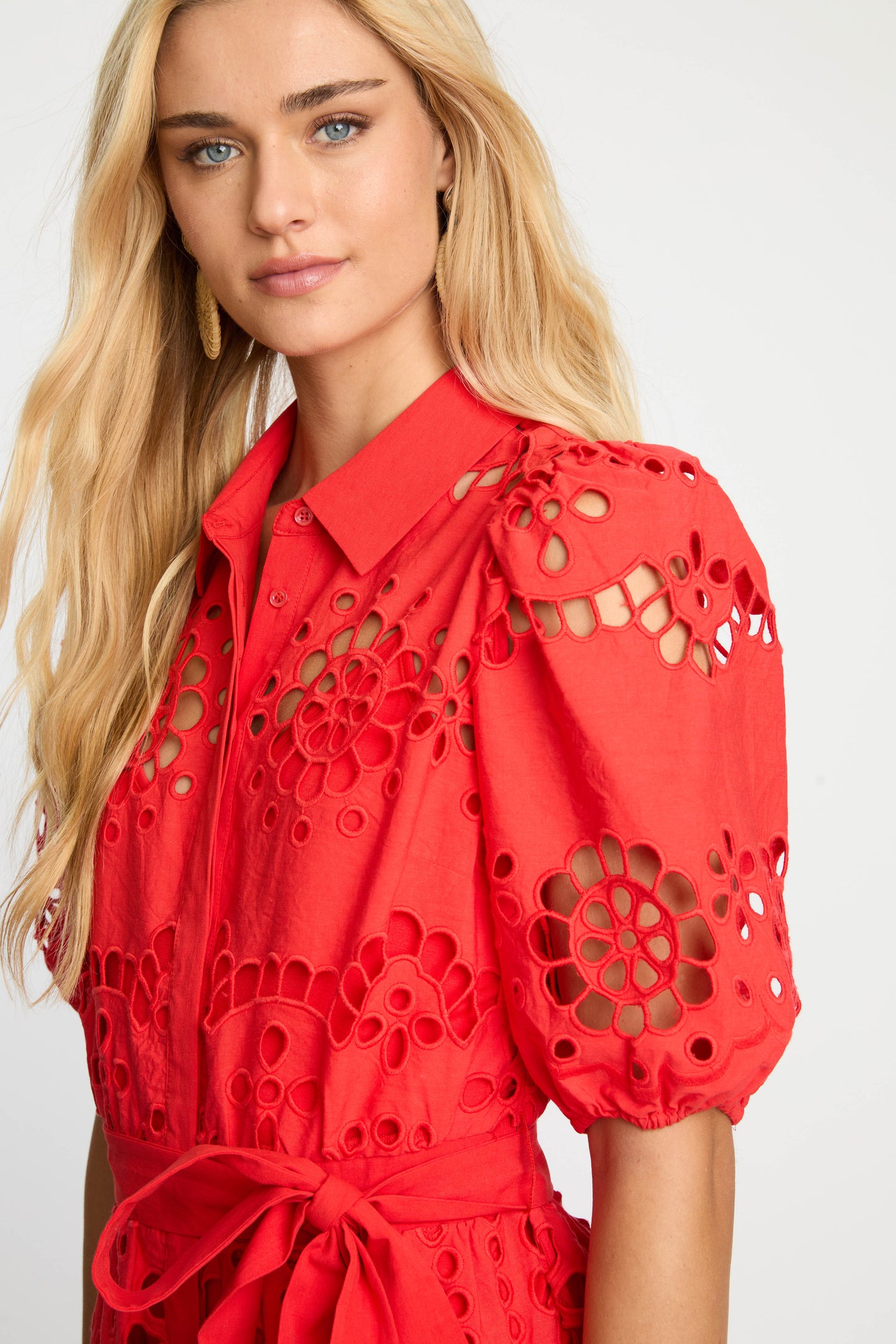 Eloise Dress in Poppy Red Eyelet