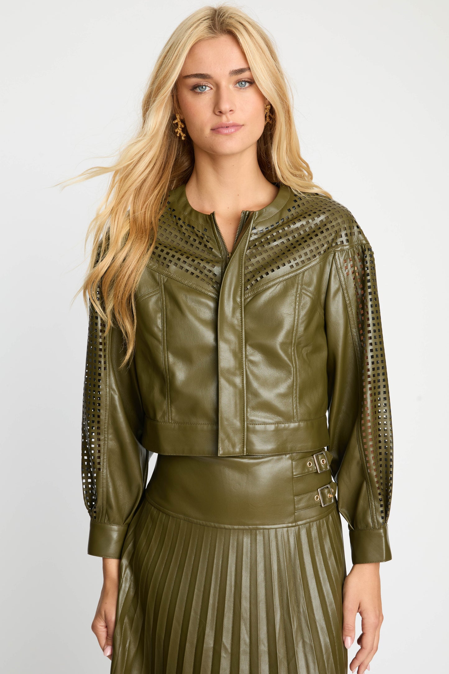 Sabrina Jacket in Loden Green Leather