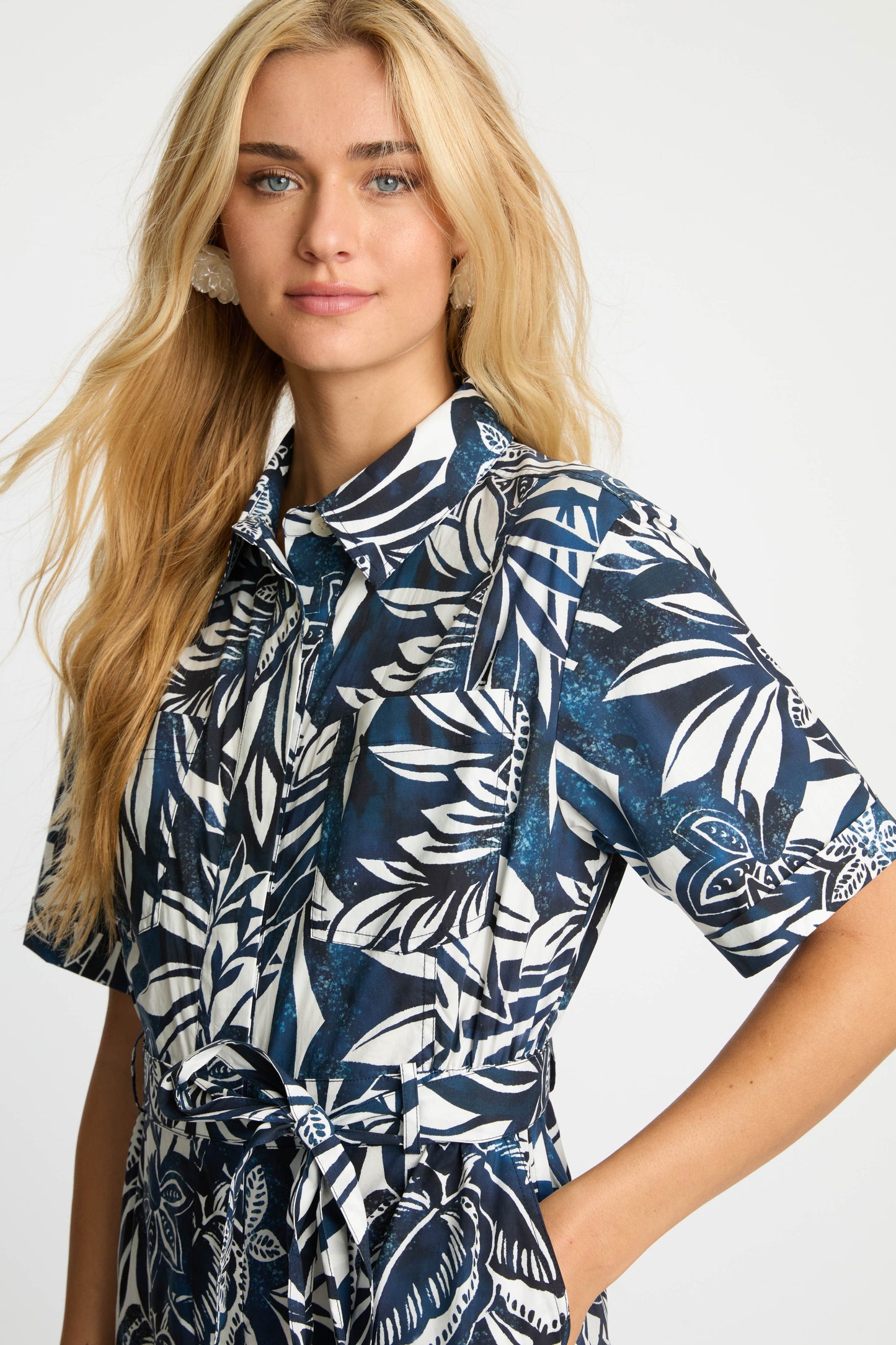 Marilyn Romper in Woodblock Palm