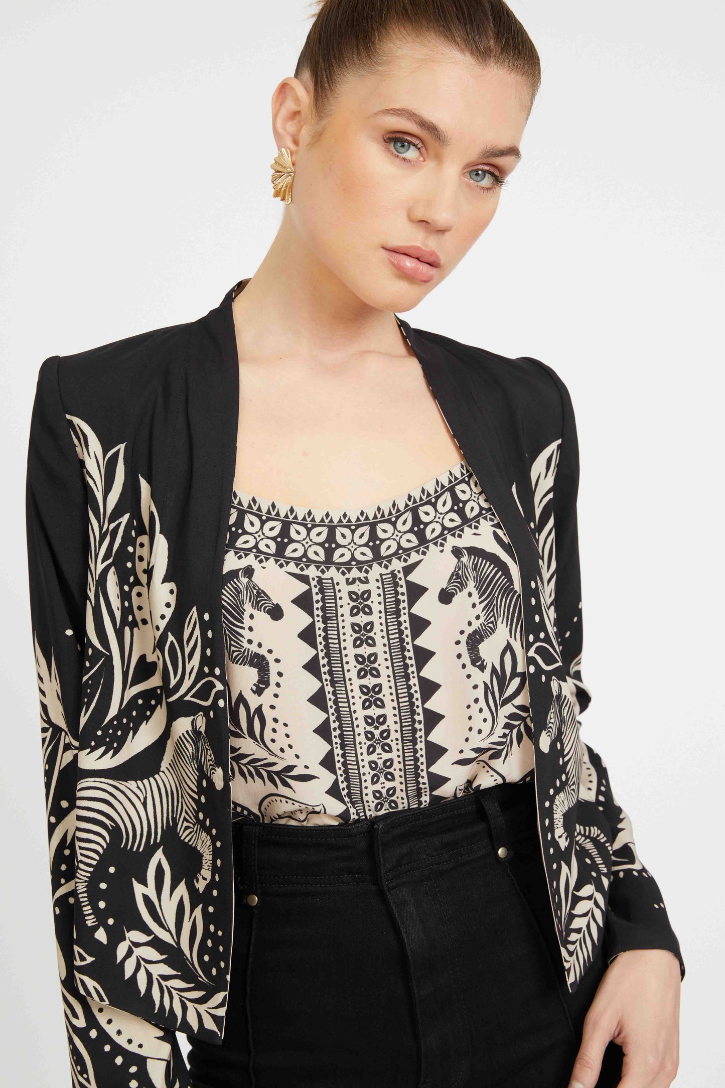 Ezra Reversible Blazer in Zebra Fern