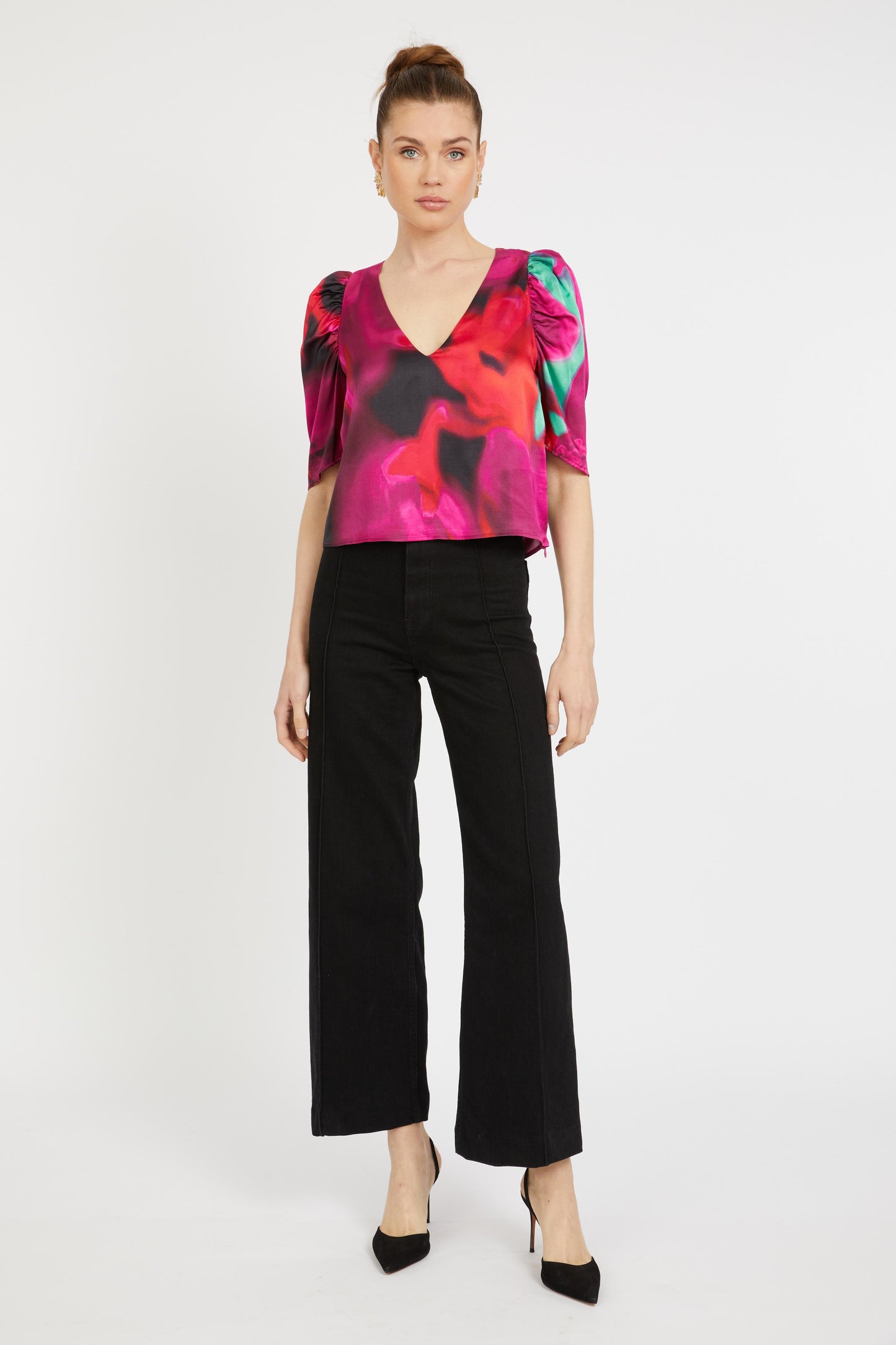 Arden Top in Blur Iris Bloom