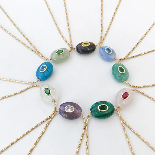 Gemstone on Petite Rope Chain