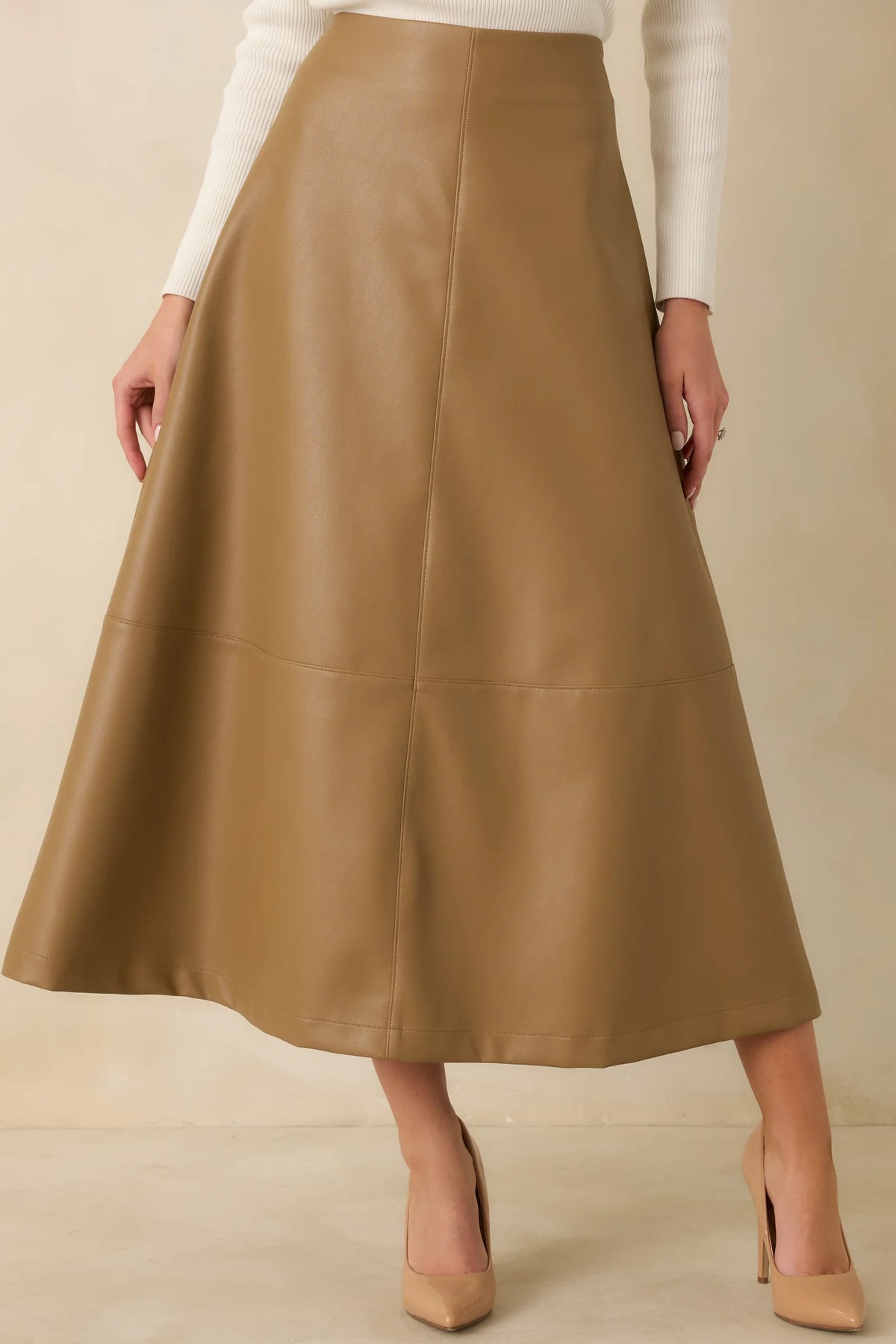 Callahan Vegan Leather Skirt in Camel