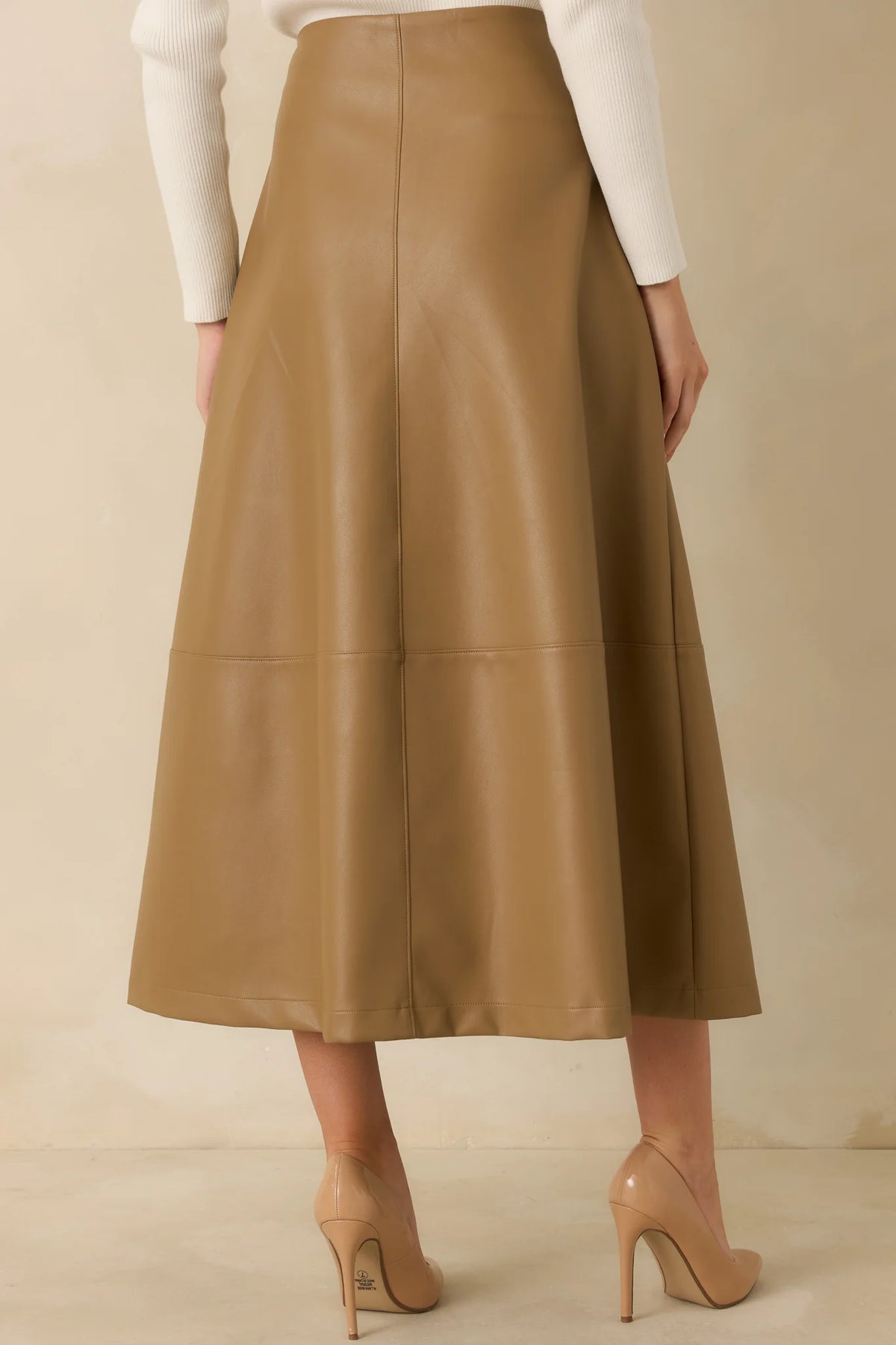 Callahan Vegan Leather Skirt in Camel
