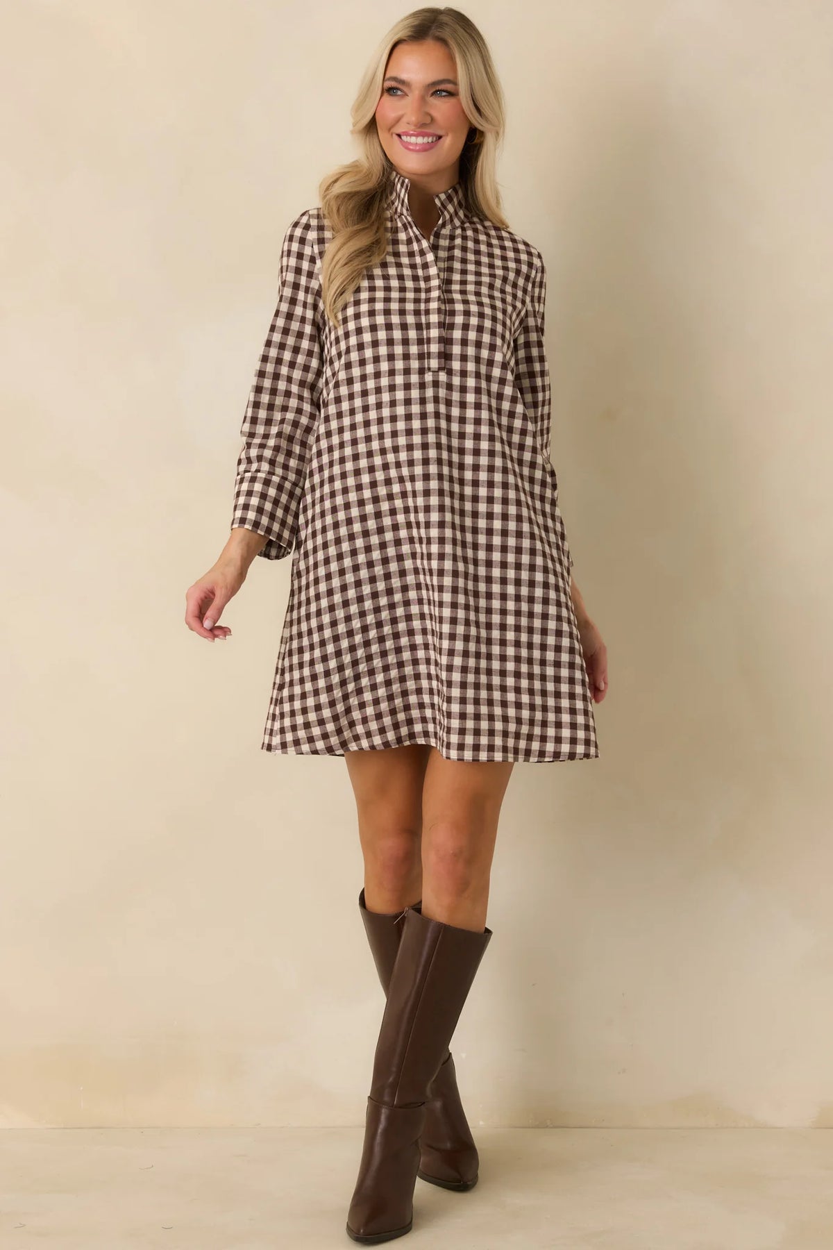 Savoy Shift Dress in Chocolate Check
