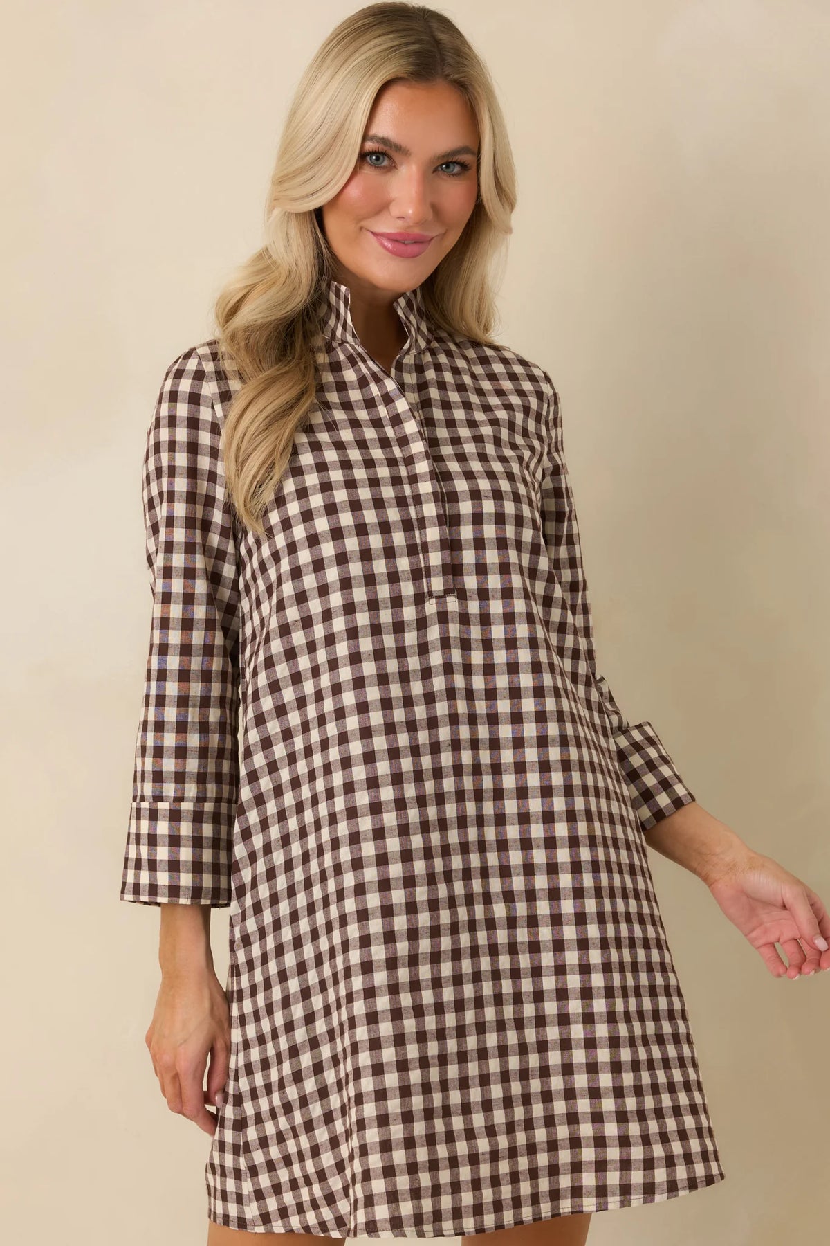 Savoy Shift Dress in Chocolate Check