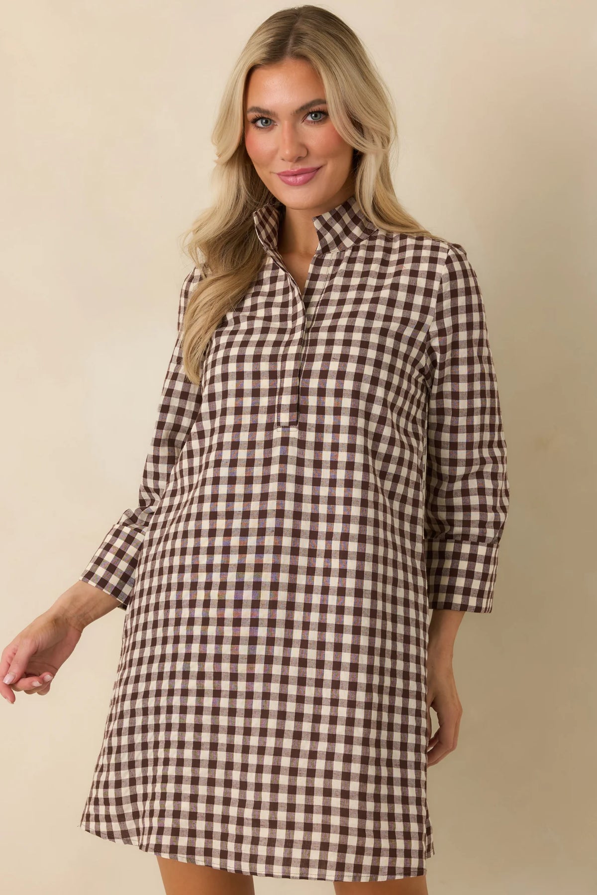 Savoy Shift Dress in Chocolate Check