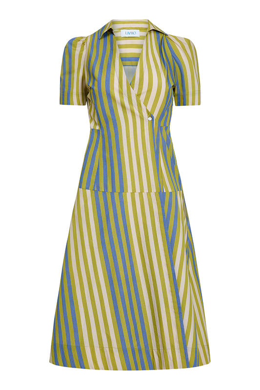 Clark Dress in Chartreuse Stripes