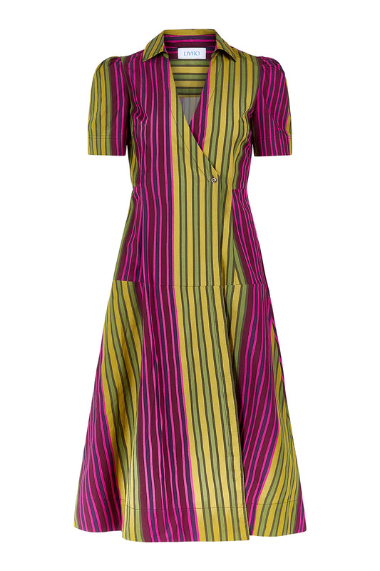 Clark Dress in Wildberry Stripes
