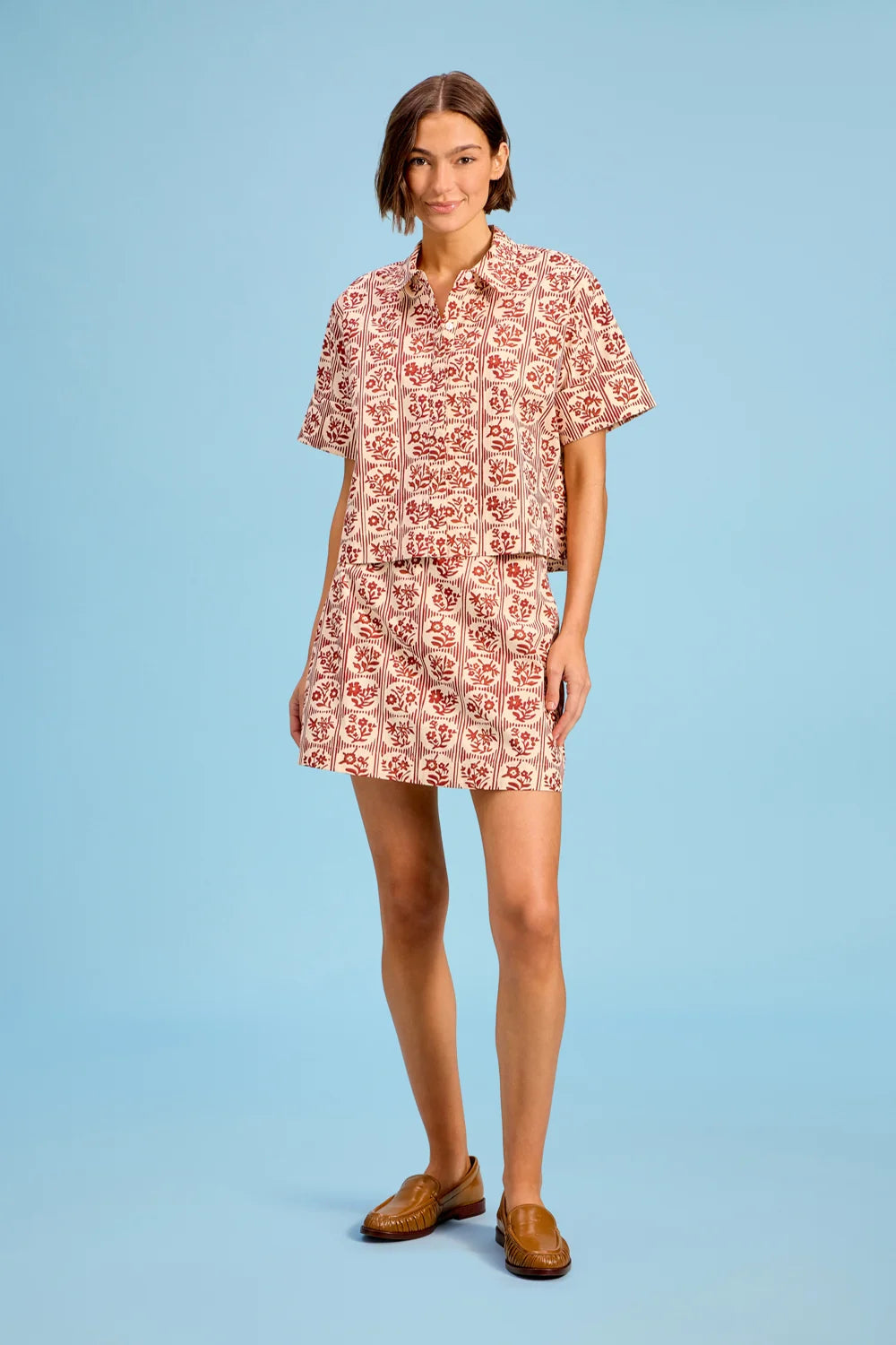 Mini Skirt in Brick Bloom