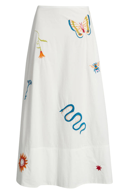 Eden Ankle Skirt in Montecito Embroidery Motif