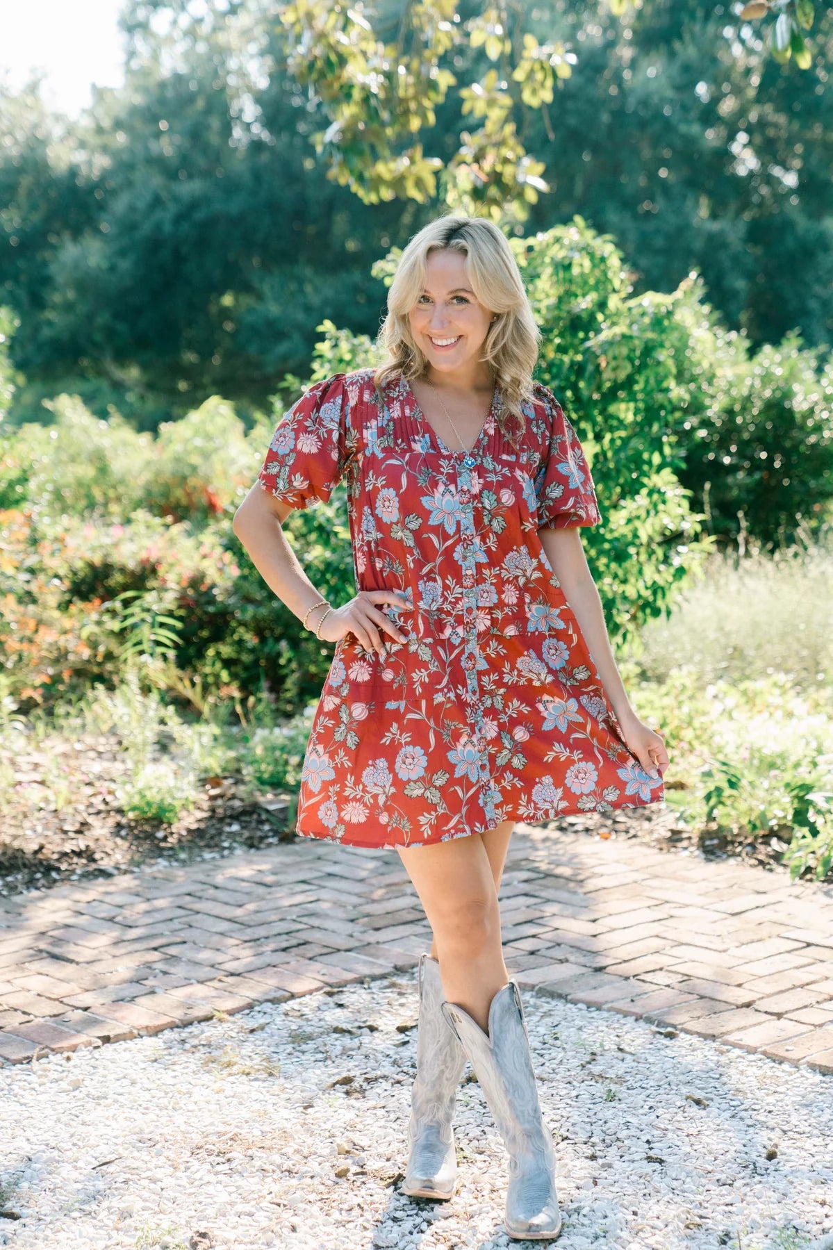 Camille Dress in Scarlet Meadow