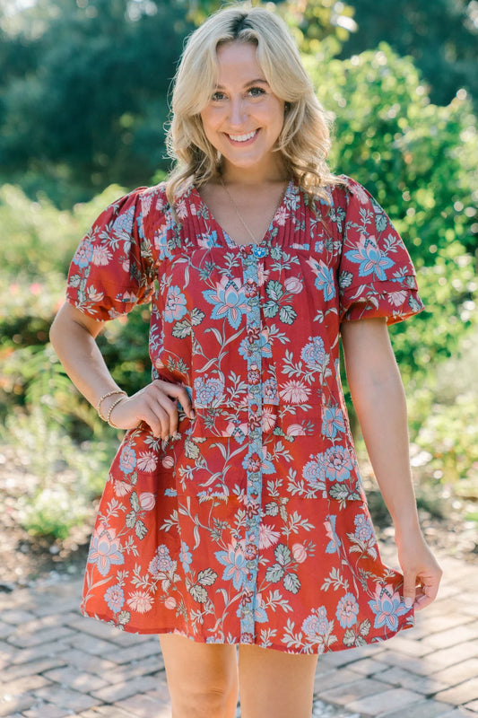 Camille Dress in Scarlet Meadow
