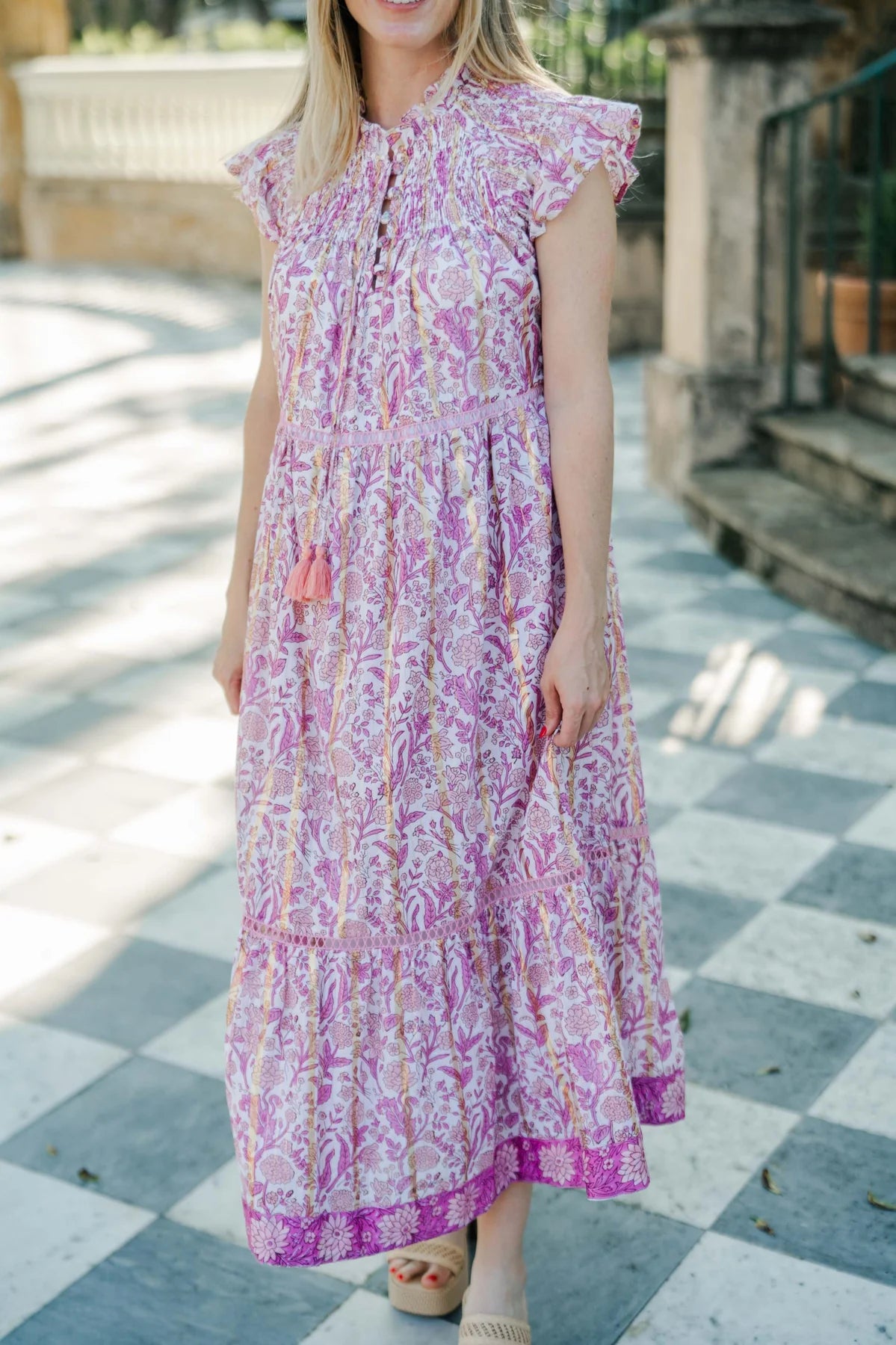 Nova Midi Dress in Pink Cherry