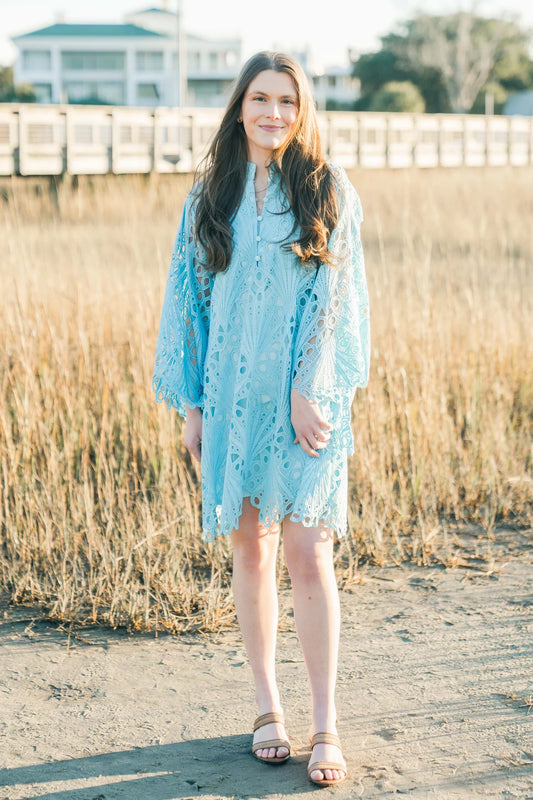 Louise Caftan Dress in Bleu Ciel