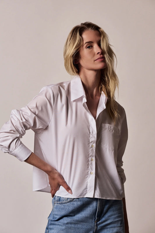 The Long Sleeve Boxy Crop in White