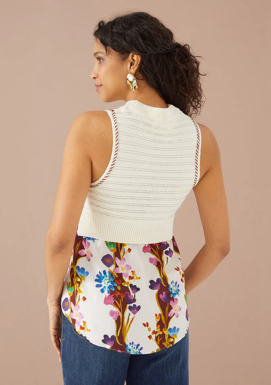 Darla Top in Ivory Prairie Floral Combo