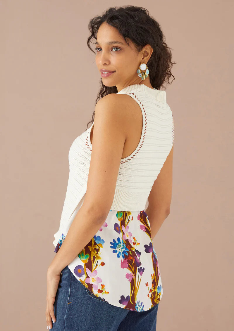 Darla Top in Ivory Prairie Floral Combo